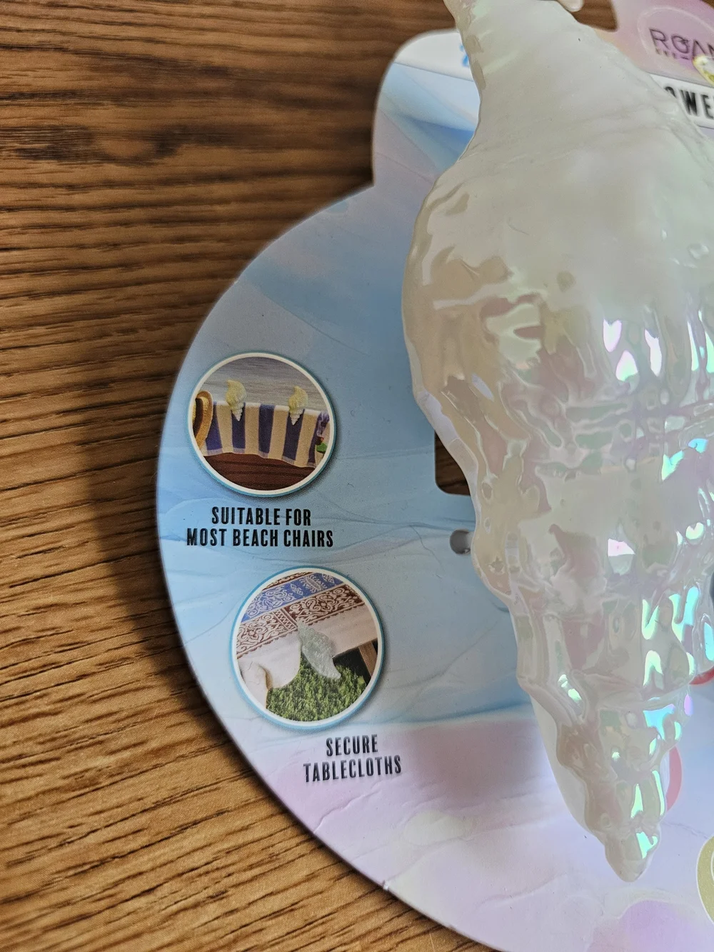 4/$10 Shell Beach Towel Clips Set Of 2 Iridescent White NEW